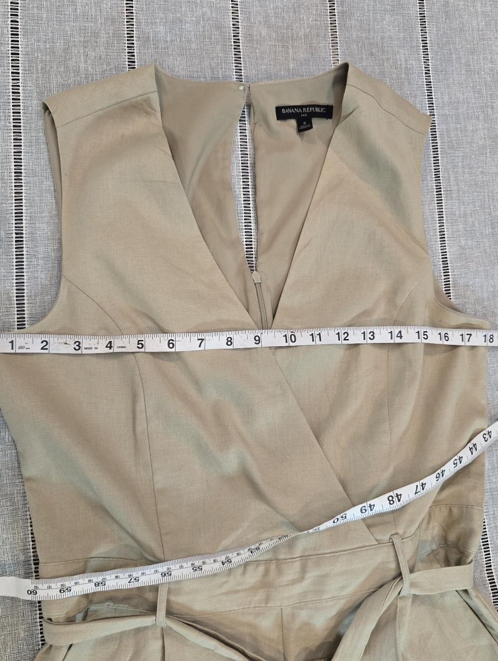 BANANA REPUBLIC Romper One Piece Shorts Womens 8 Beige Linen Blend - Picture 12 of 14